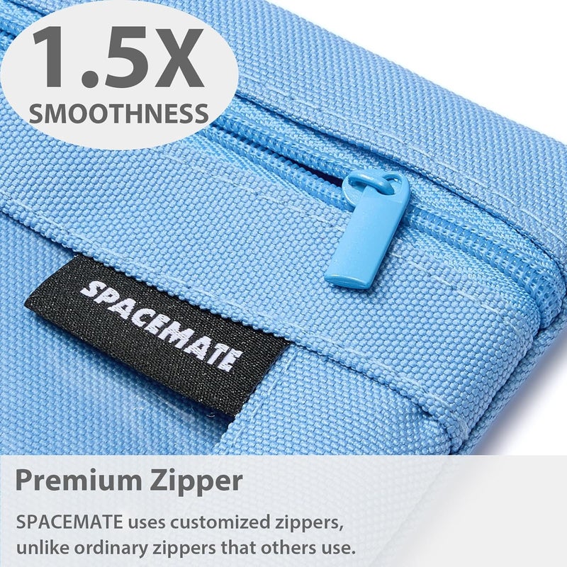 SPACEMATE 2 Pack Binder Pencil Pouch Case Box Bag for 3 Ring Binder School Supplies Girls Boys Kids, Clear Preppy Stuff Large Aesthetic Pen Organizer, Back to College Stationary, Cornflower Blue - Image 4